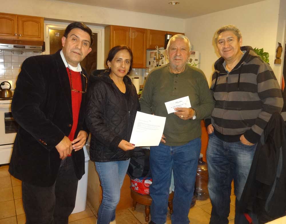 Esta donación de $745.44 se realizó el miércoles 21 de diciembre, a José Ramírez, padre de la socia de PUC Elena Ramírez, quien falleció en septiembre 2016, y dejó a su padre y dos hijos en difícil situación económica. Fue la última donación de PUC.