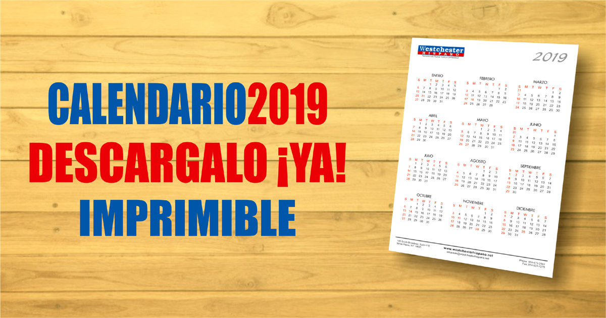 Calendario 2019 ¡IMPRIMIBLE!