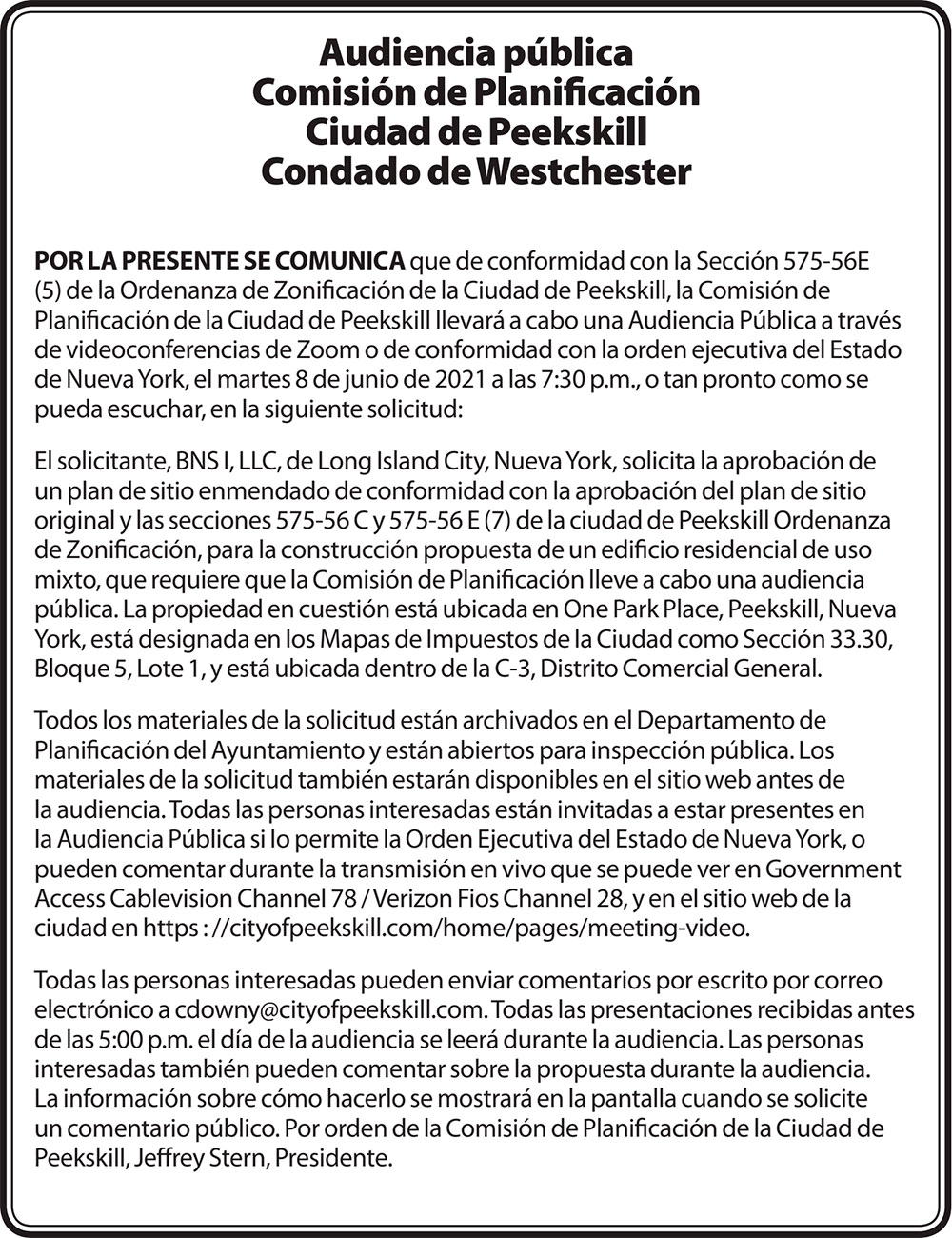 Audiencia pública – Comisión de Planificación