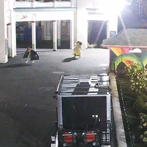 Imagen del momento en que los sospechosos salían del Playland Park con objetos robados. Foto WCPD